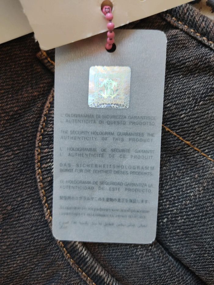 Pantacourt femme jean effet rouillé Roberto Cavalli M Neuf avec étiquette - photo numéro 5