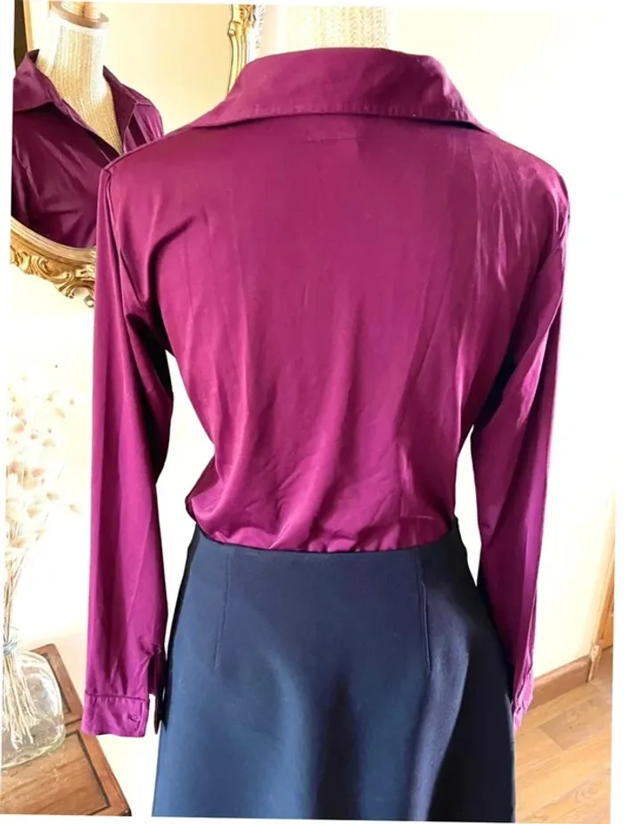 Sublime Chemise à col et boutonnage Autre Ton en Bordeaux taille 42 - photo numéro 5