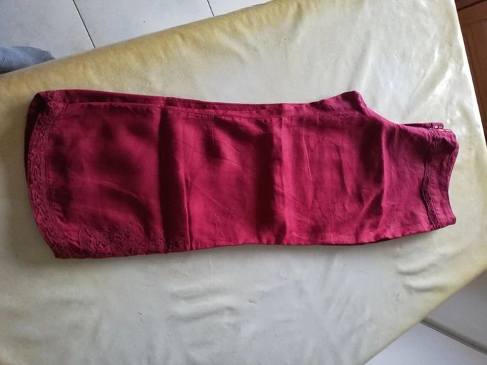 Pantacourt 7/8 en lin Promod rose foncé t. 42 - photo numéro 11