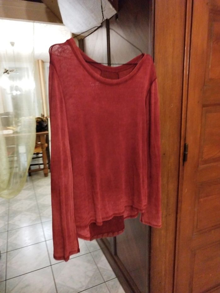 T-shirt top bordeaux sequin nœud dos y2k L/40 - photo numéro 7