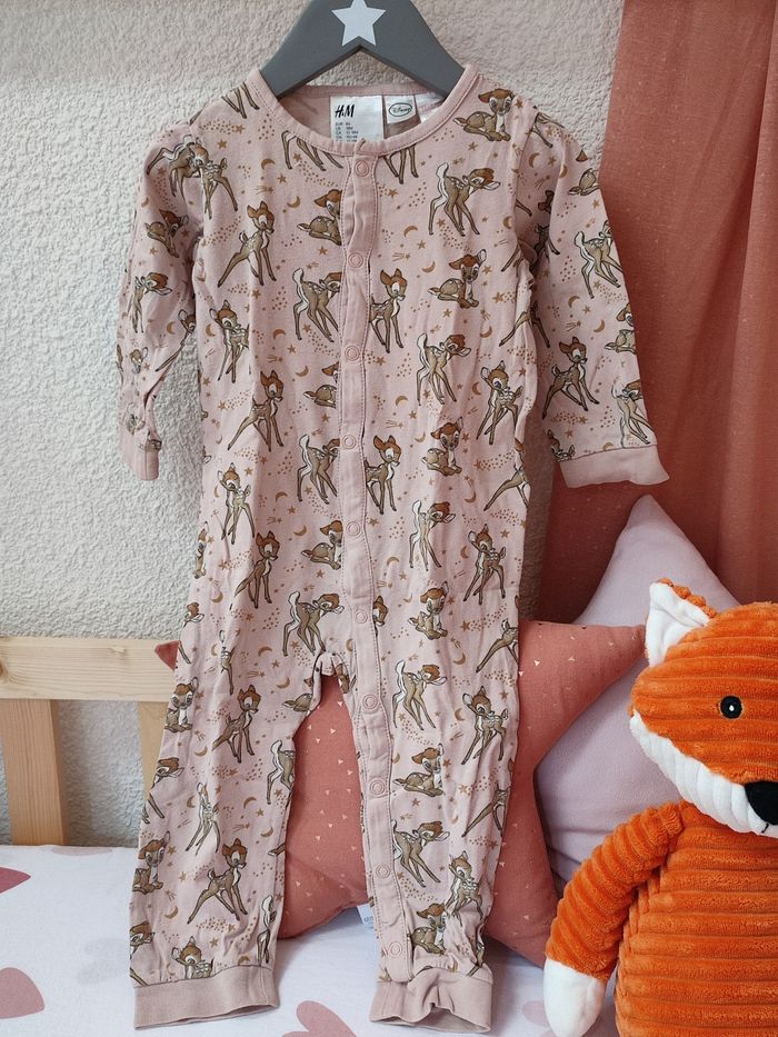 Lot pyjama Bambi - Vieux rose/rose pâle - 24 mois - Bon état - Disney/H&M - photo numéro 6