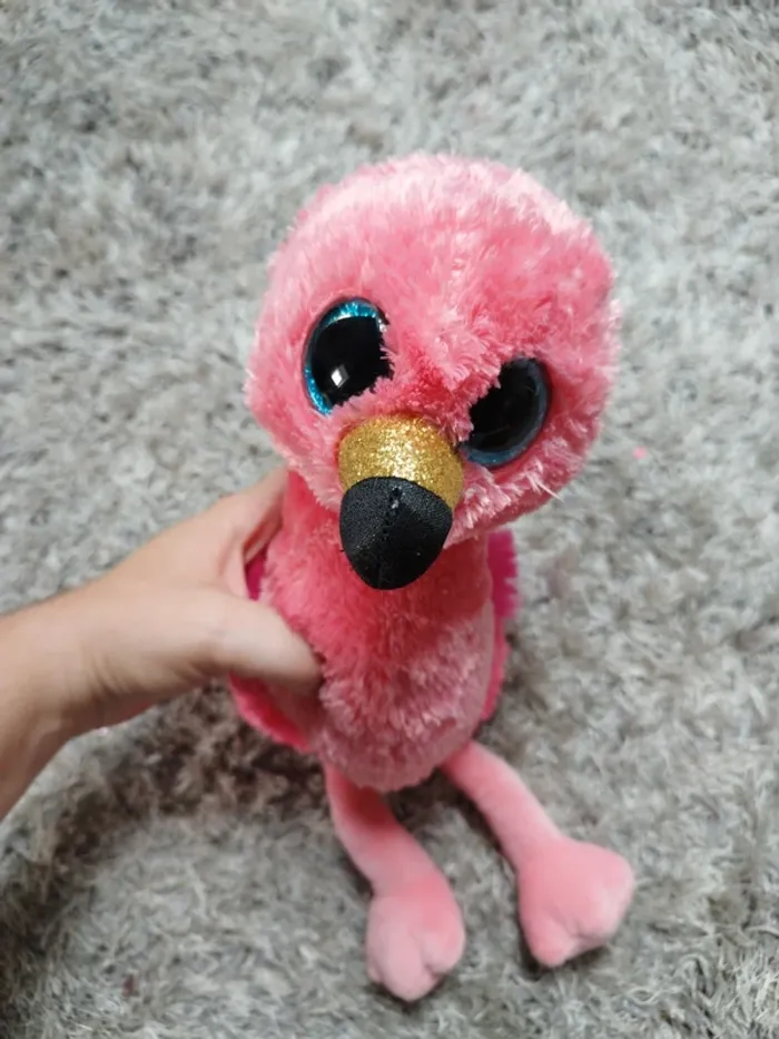 Jolie grande peluche flamant rose grand yeux - photo numéro 4