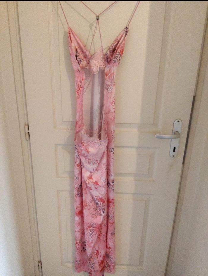 Robe de soirée rose dos nu papillons – Taille M – Neuve - photo numéro 2