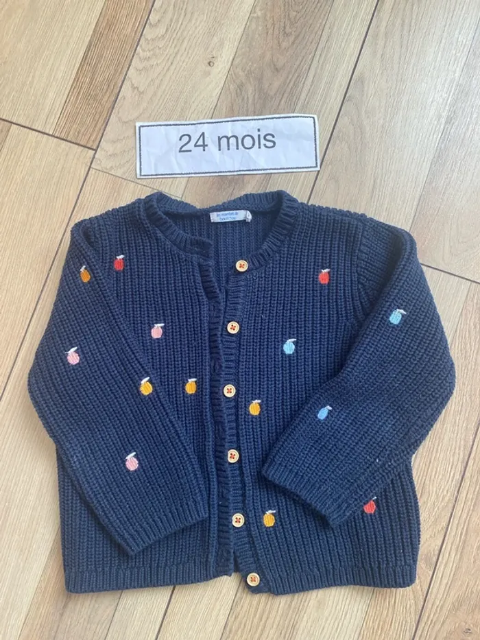 Gilet coton maille fruits 24 mois