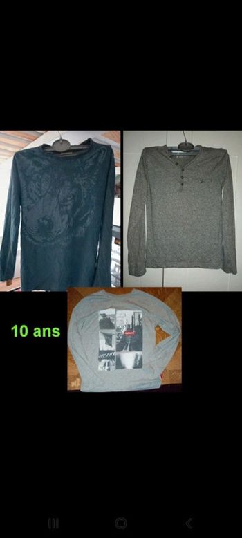 3 T-shirts manches longues 10 ans (lots)