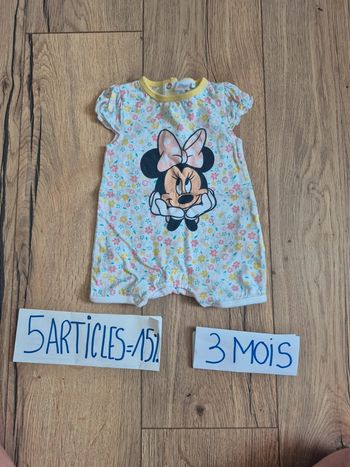 Barboteuse combishort neuve disney minnie fleurie 3 mois