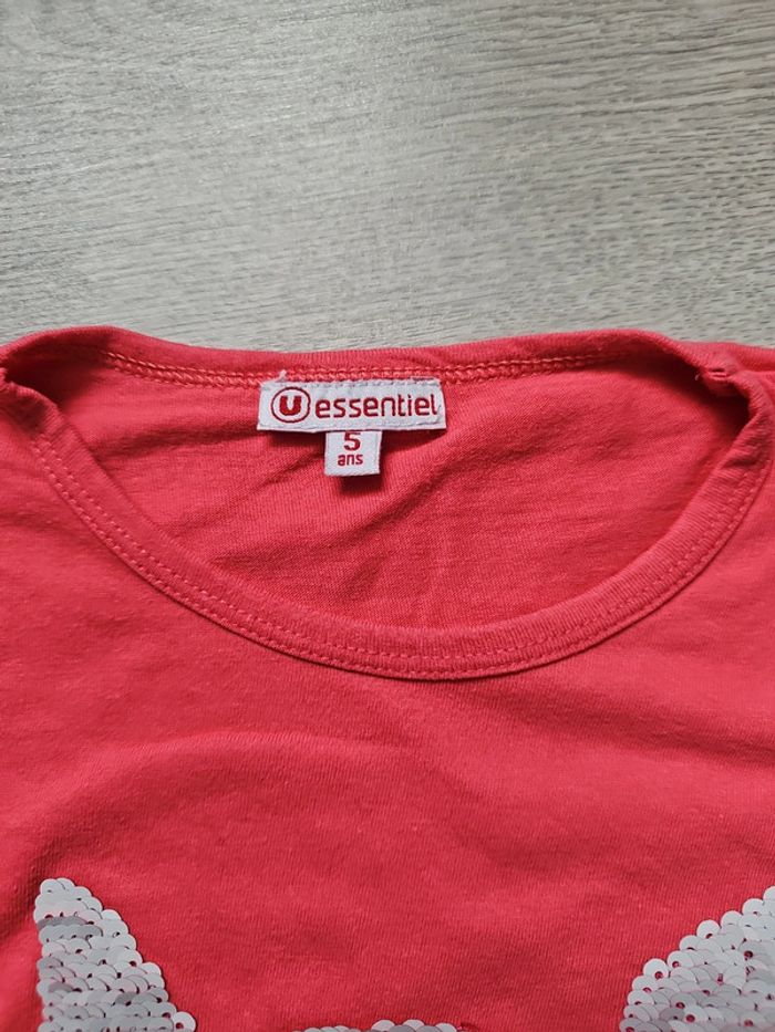 Tee shirt fille 5 ans à sequins reversibles u essentiel - photo numéro 4