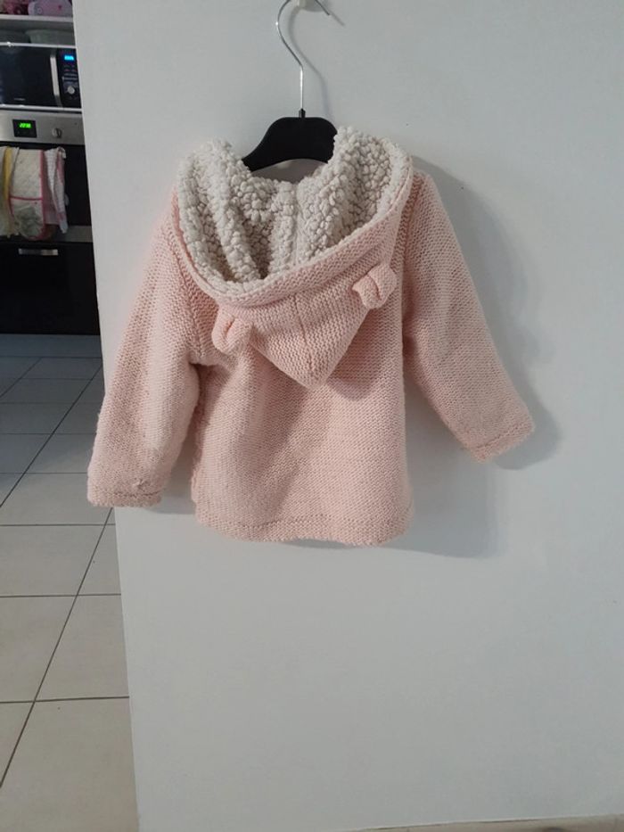 Veste lainage a capuche rose clair tape a l oeil 23 mois - photo numéro 2
