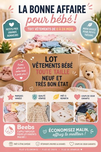 LOT 50 vêtements bébé 0-24 mois • Neuf & très bon état 💕