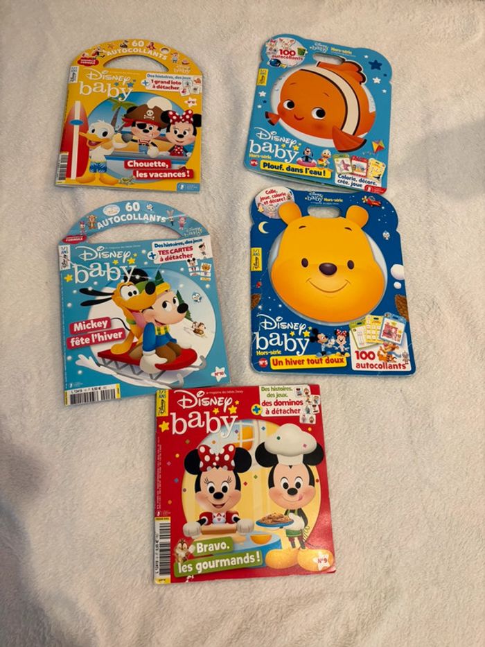 Lot de 5 magazines Disney Baby + 1 offert – Activités, histoires et autocollants (1 à 3 ans)