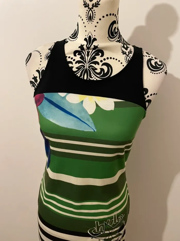 Robe Desigual multicolore à rayures et motifs floraux - Taille M - photo numéro 2