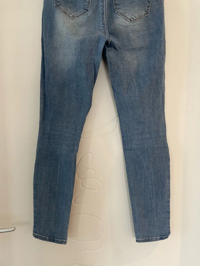Jean ultra extensible bleu taille haute coupe skinny effet déchiré Miss Bon taille 36 - photo numéro 6