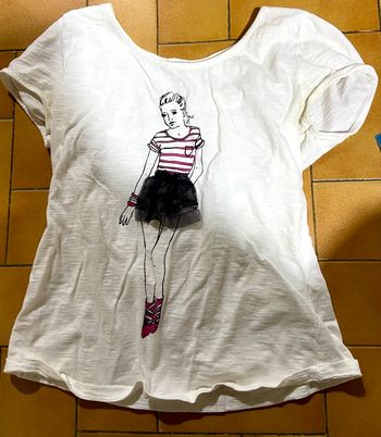 Tshirt couleur blanc motif femme marque etam taille 42