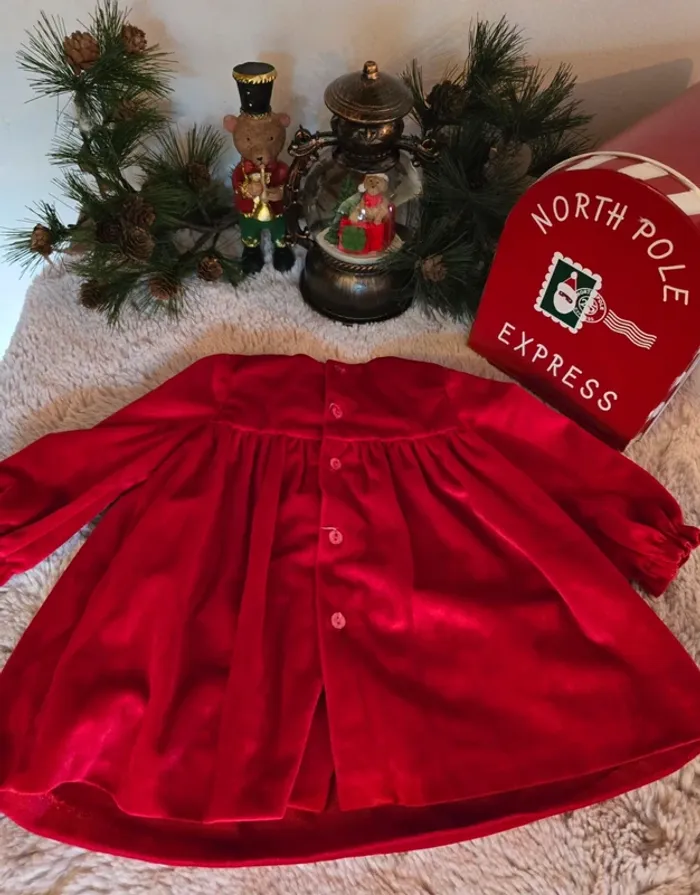 Adorable robe rouge bébé fille 4-6 mois - photo numéro 2