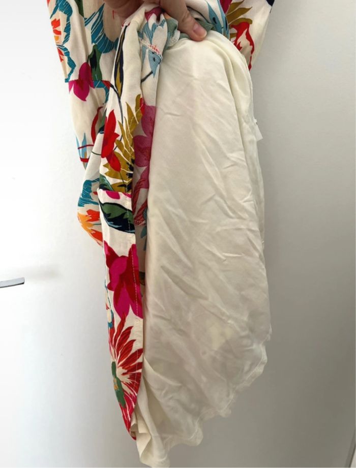 Robe d’été fleurs et oiseaux Etam XS doublée et nouée dans le dos - photo numéro 5