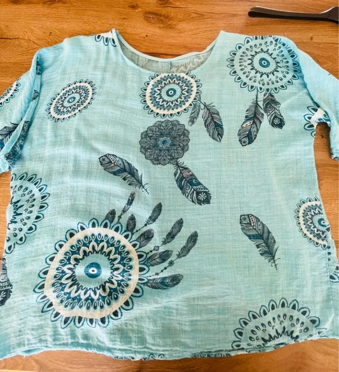 Blouse tunique turquoise Made In Italy - photo numéro 2