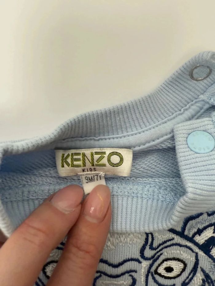 Sweat Kenzo bébé garçon bleu taille 9 mois parfait état - photo numéro 3