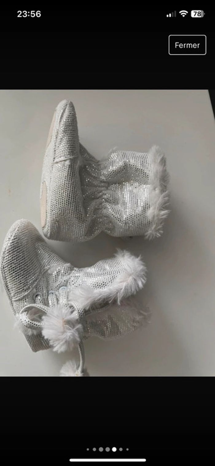 Chausson bébé fille blanc argenté - photo numéro 7