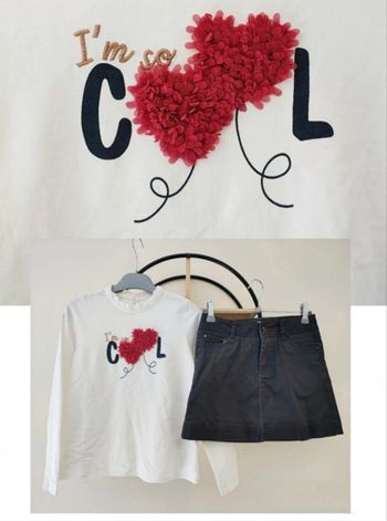 10 ans ensemble teeshirt Vertbaudet et jupe Okaïdi