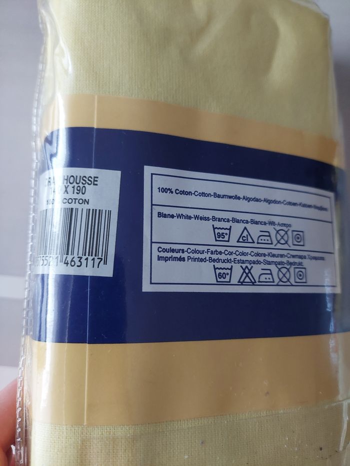 Drap housse 2 personnes jaune - photo numéro 4