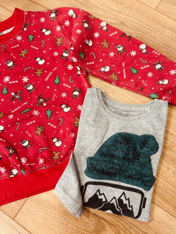 Taille 6 ans sweat-shirt et teeshirt Noël garçon Npo rouge gris * Père Noël ski * 🎄 - photo numéro 3