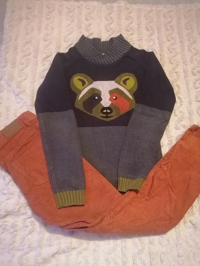 Ensemble pantalon velours et pull garçon 12 ans