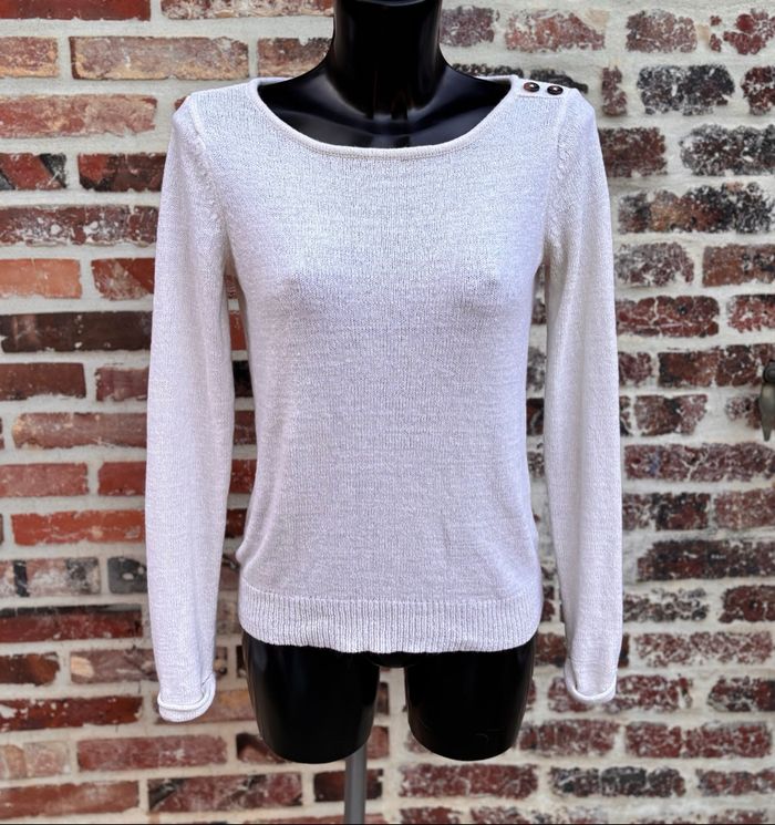 Pull en maille fine Blanc T34-36 • Tissaia