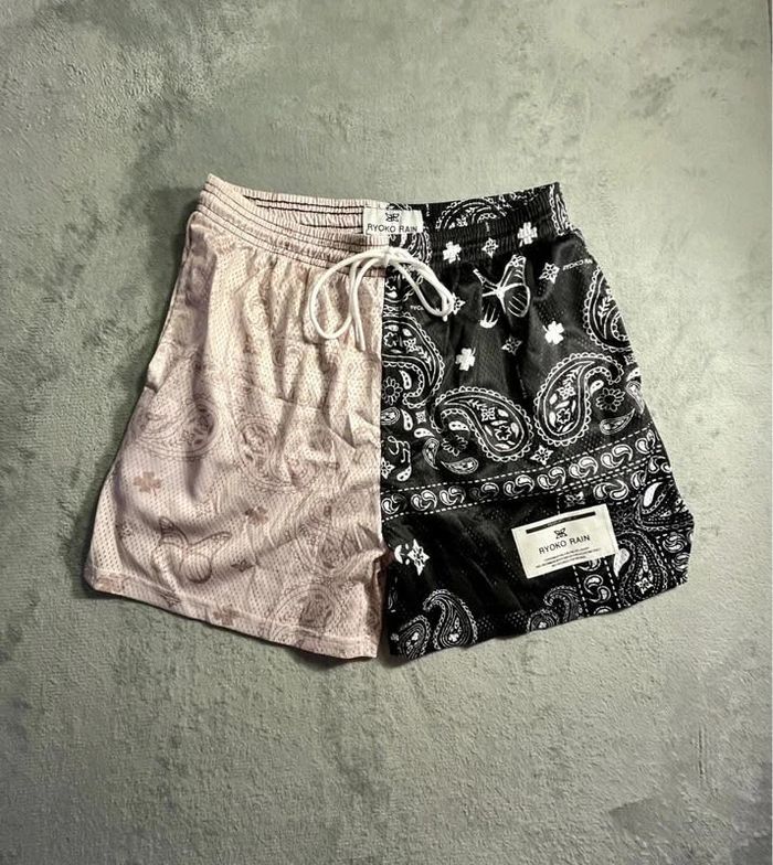 Short en mesh motif bandana noir et blanc Ryoko Rain California Style – Taille L