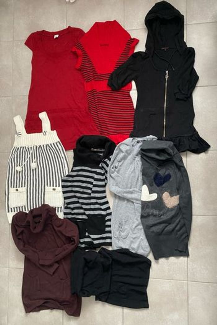 Lot de 9 robes-pulls femme taille S/M