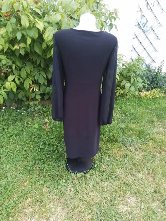 robe noire manches transparentes et boucle dorée taille M cassis - photo numéro 4