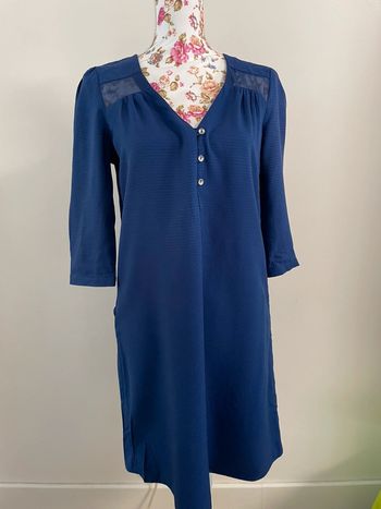 Robe chemise manche 3/4 bleu Etam