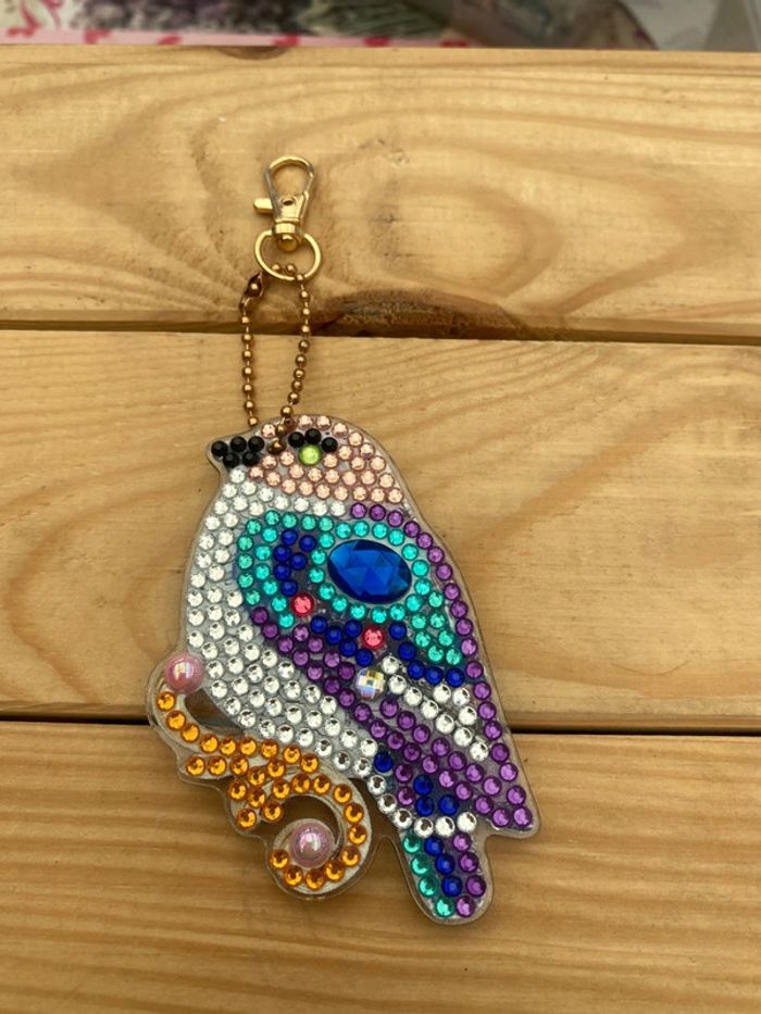 Porte clé recto/verso oiseau 🐦 en Diamond painting
