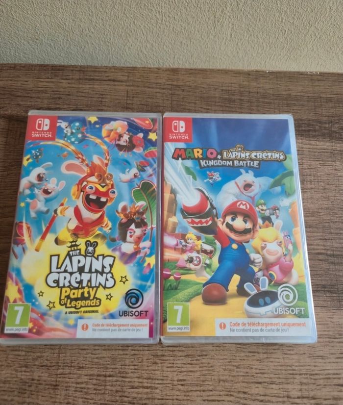 Lot de 2 jeux switch mario + lapins cretins kingdom battle / The lapins cretins party of legends