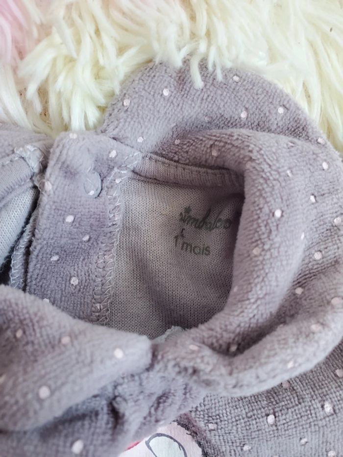 🌴 Pyjama mauve lilas ours pois fille bébé 1 mois - photo numéro 2