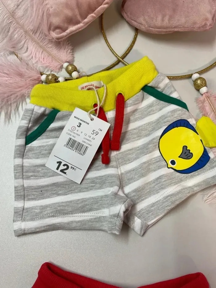 Lot de 2 shorts bébé garçon (neuf) - Taille 3 mois - photo numéro 3