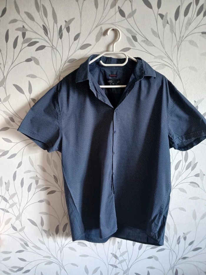 🍍 Chemise bleu marine à pois blanc Iveo taille XXL