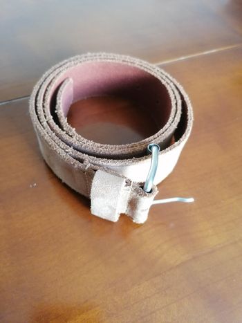 Ceinture Lascoste croûte de cuir marron clair