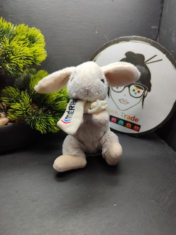  peluche lapin créations dani debout beige crème marron blanc écharpe meribel