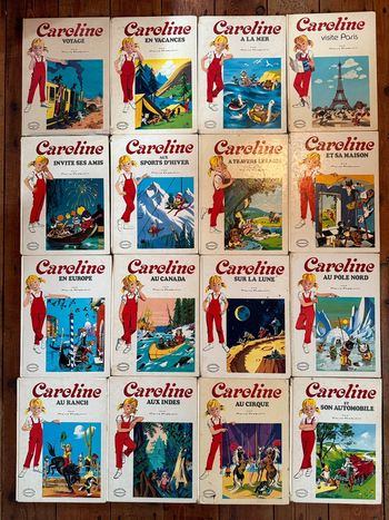 Livres très anciens - Lot de 16 bd albums Caroline Hachette Pierre Probst grand format blancs