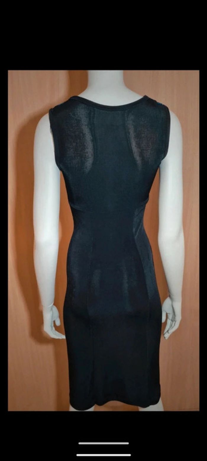 Robe élastique boire et bleu motif plume S - photo numéro 2