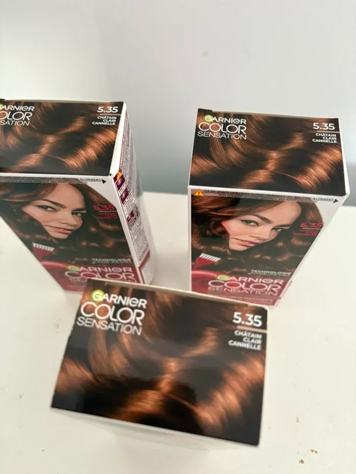 Lot de 3 colorations Garnier Color Sensation - 5.35 Châtain Clair Cannelle - photo numéro 3
