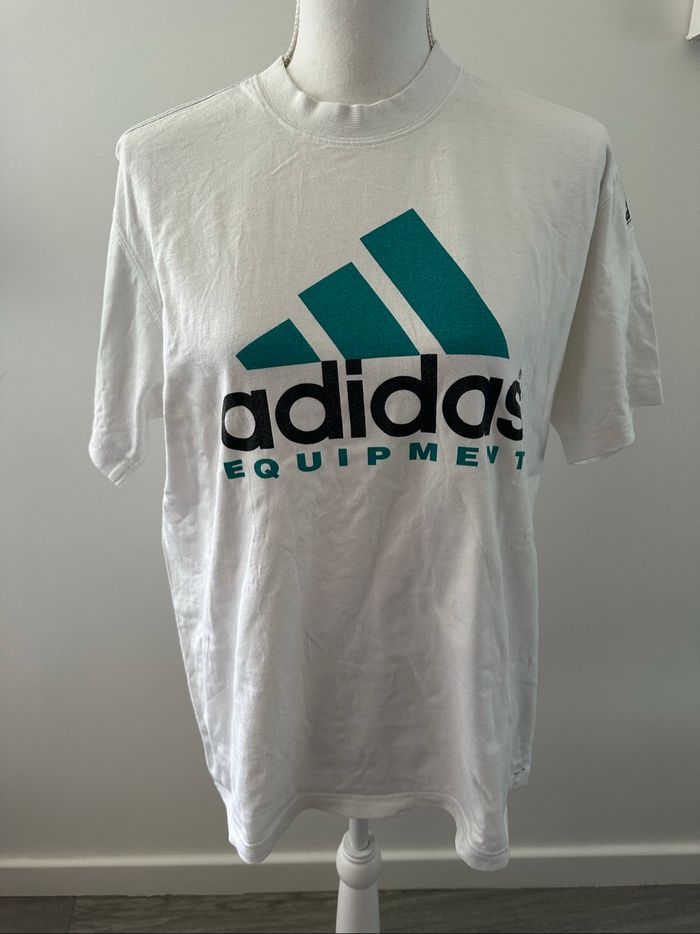 T-shirt blanc et vert Adidas Equipment Vintage T38 M
