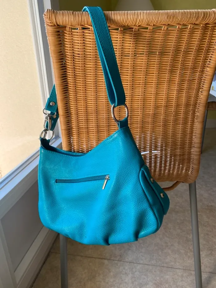 Sac à main Genuine Leather 20x30 Turquoise - photo numéro 6