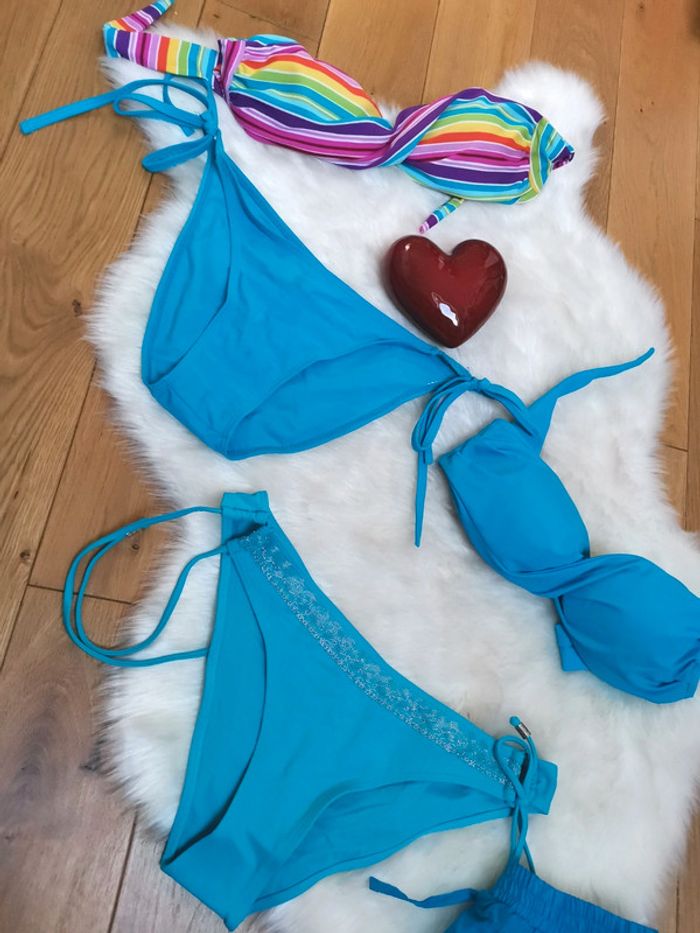 Lot d'ensemble de maillots de bain / Bikini couleur Azur - photo numéro 2