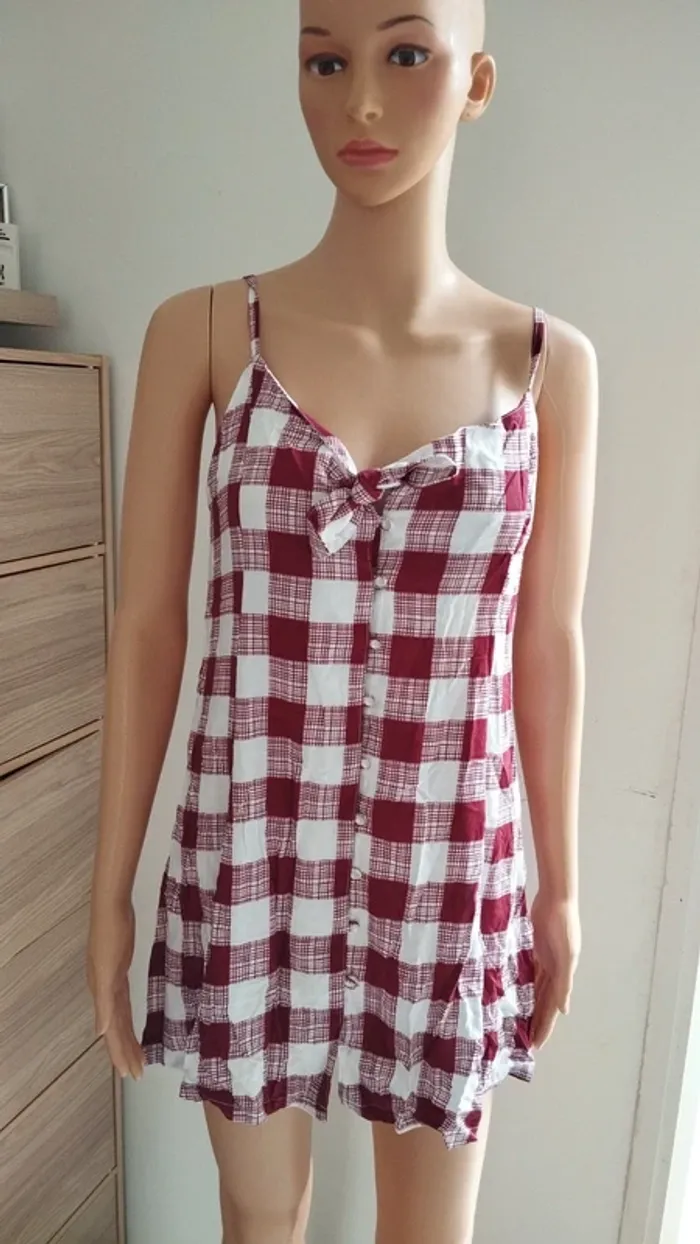 Top haut tunique blouse bordeaux blanc taille xs femme