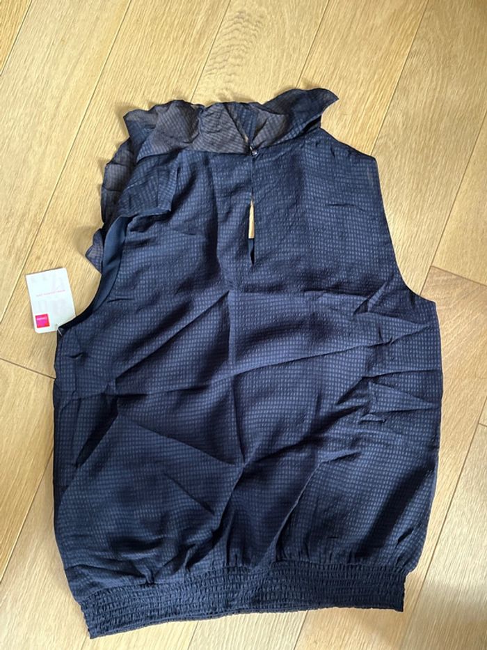 Vend blouse fluide manche courte neuve avec étiquette camaïeu 44 bleu marine - photo numéro 5