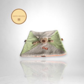 Peluche Doudou carré plat mouton vert Influx DP354