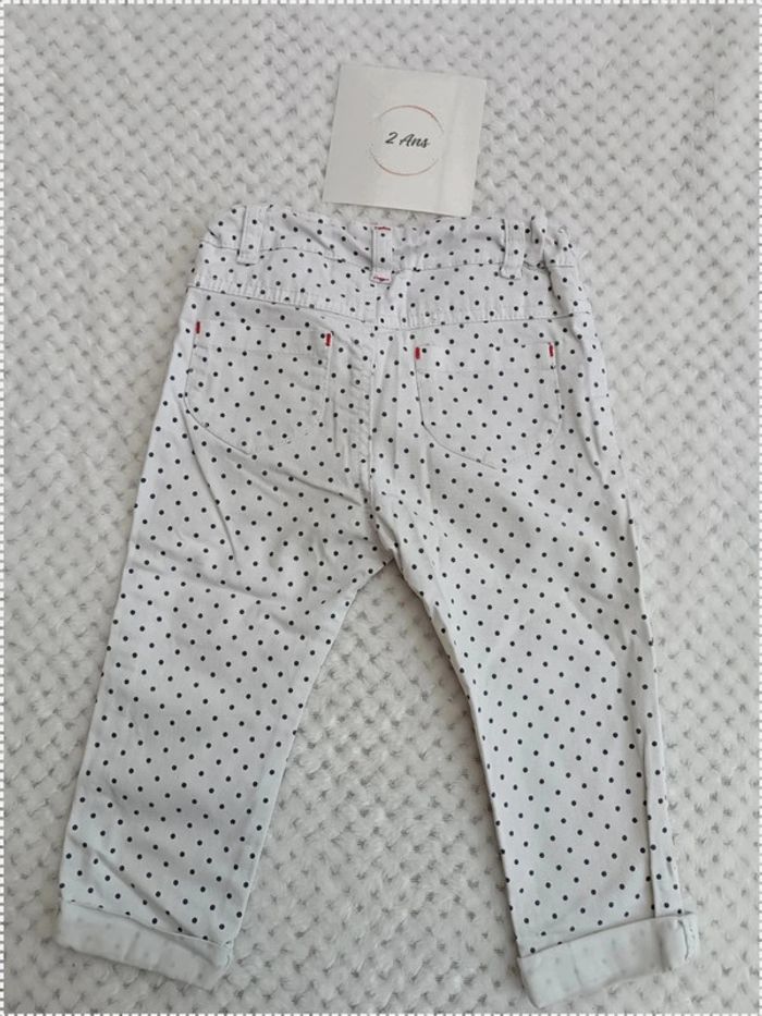 🔸Pantalon Sergent Major Blanc à Petits Pois Noirs – 18 Mois🔸 - photo numéro 6