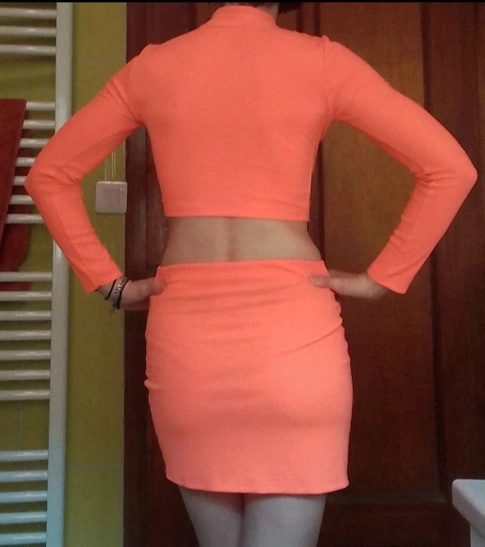 Ensemble croq top et jupe femme orange - photo numéro 17