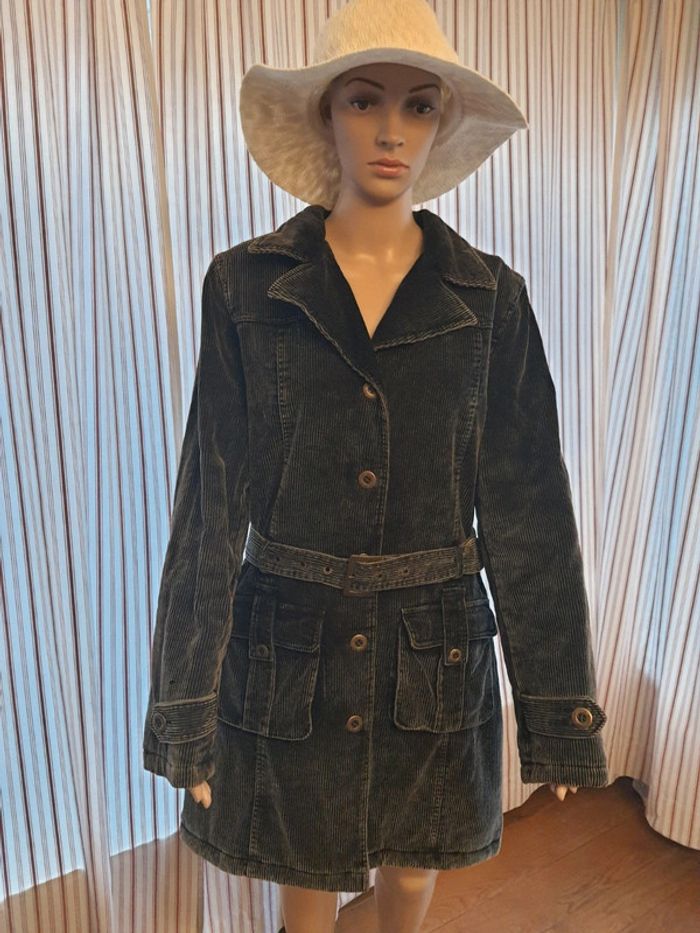 Veste en velour gris matelassé IDPDT taille L